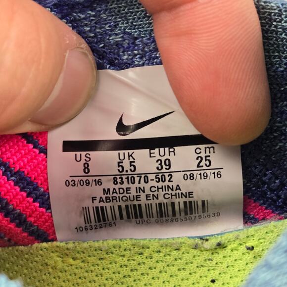 Nike Womens 8 Free RN Flyknit Purple Dust Athletic Casual Gym Daily Running Shoe - Picture 12 of 12